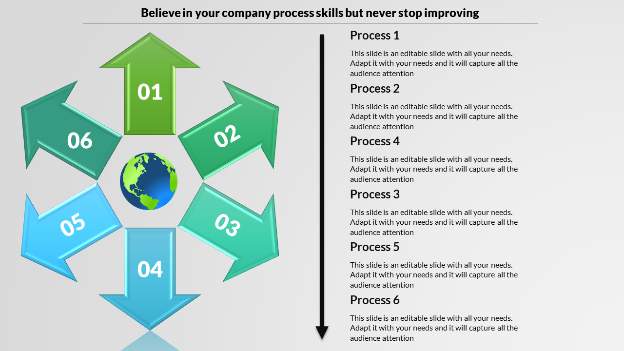 business process improvement presentation-process-flow-6-green